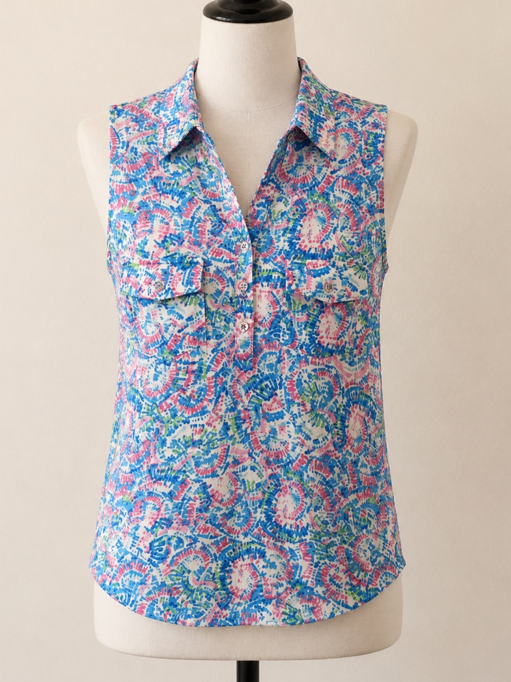 Summer Essential Emily Daniel’s Sleeveless Collared Top size PS